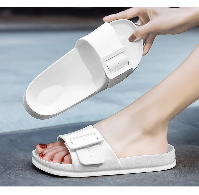 2021 Fashion Adjustable Slip on Flat Sandals EVA Beach Shoes Adults single Buckle Slippers Summer Comfortable Home Slippers