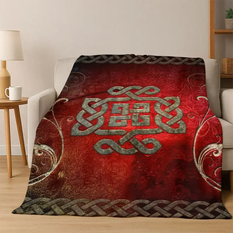 Viking WarriorSymbol Valknut Nordic Valhalla Flannel Blanket Soft Warm Throw Blanket for Bedroom Living Room Bed Travel Camping