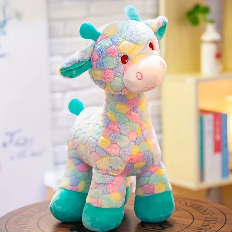 1 Pcs Colorful Giraffe Plush Toys, Baby Sleep Soothing Dolls, Children's Room, Party Decoration Dolls, Perfect Gift for Baby