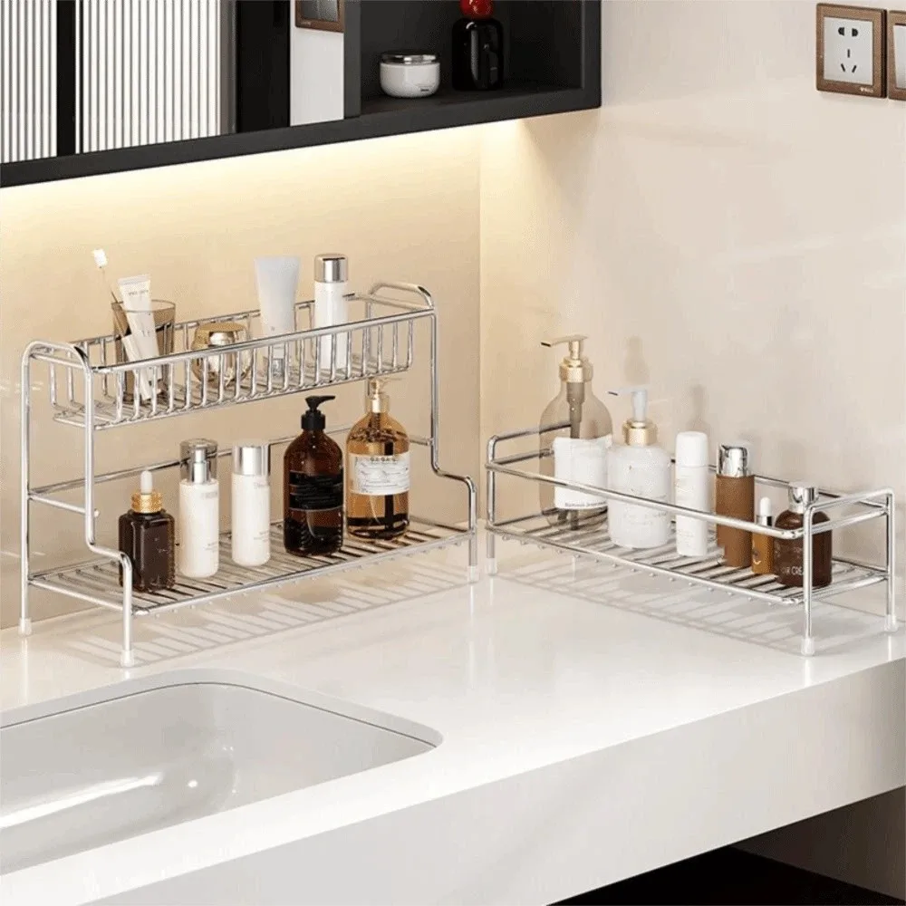 Non-punching Wall-mounted Storage Rack Water-resistant Structure Drill-free Installation Toilet Rack Hollow Draining