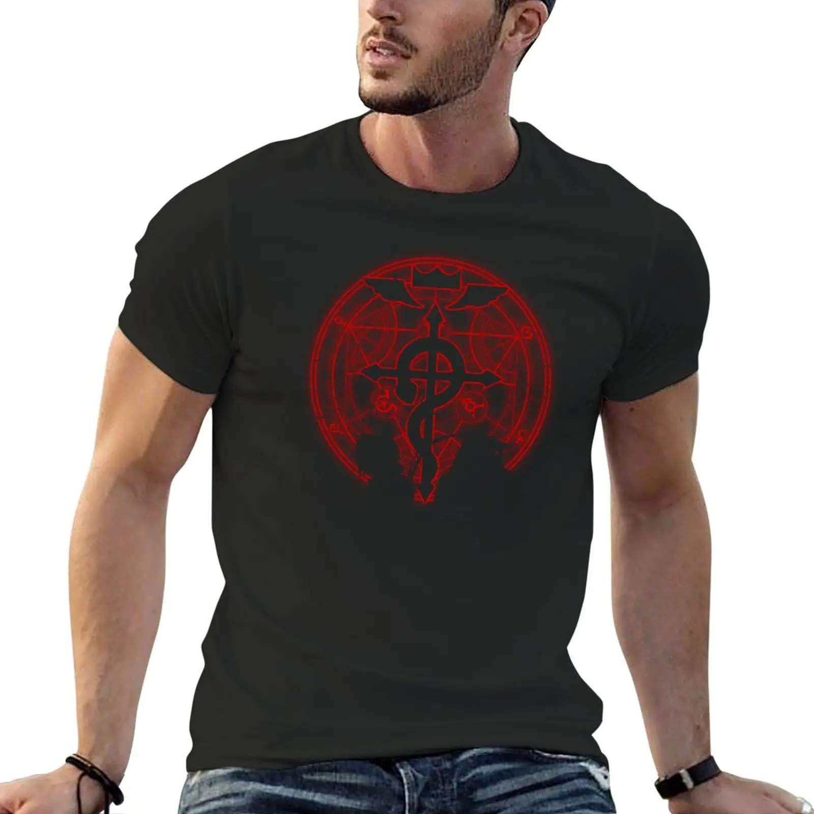 

Red Fullmetal T-Shirt sweat shirts graphic tee anime figures aesthetic clothes mens t shirts casual stylish