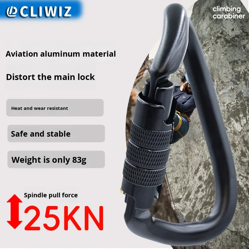 LFEDC 25KN Twist D Shaped Certified Aluminum Alloy Auto Locking Rappelling Mountaineering Heavy   Carabiner for Climbing