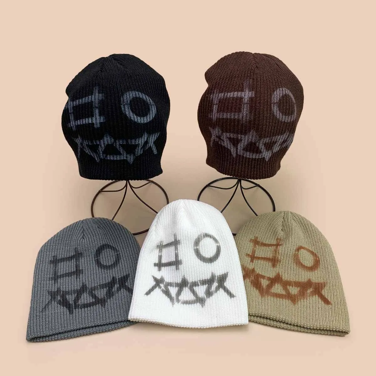 

American Style Jacquard Funny Face Knitted Hats Personal New Men Women Warm Hip Hop Fashion Street Handsome Versatile Beanies