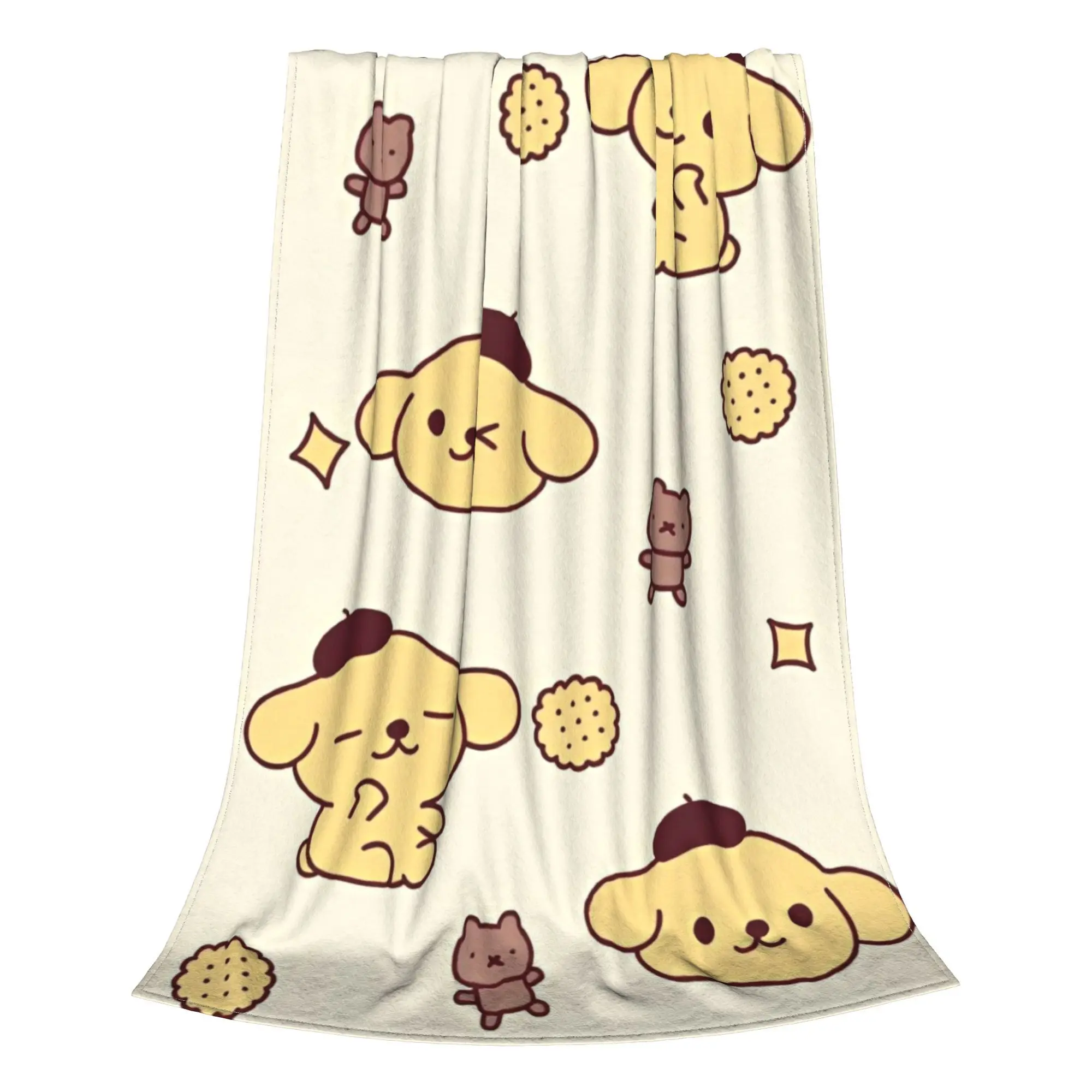 Kawaii Pompompurin    Blanket Cover Velvet Sanrio Cute Cartoon Dog Ultra-Soft Throw Blankets for Outdoor Travel Bedspread