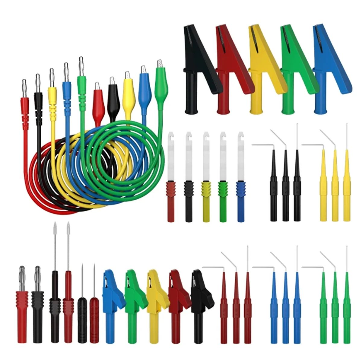 Kit cavo di prova per multimetro da 41 pezzi Spina a banana da 4 mm per cavo di prova con clip a coccodrillo con sonde per piercing al filo Clip a coccodrillo