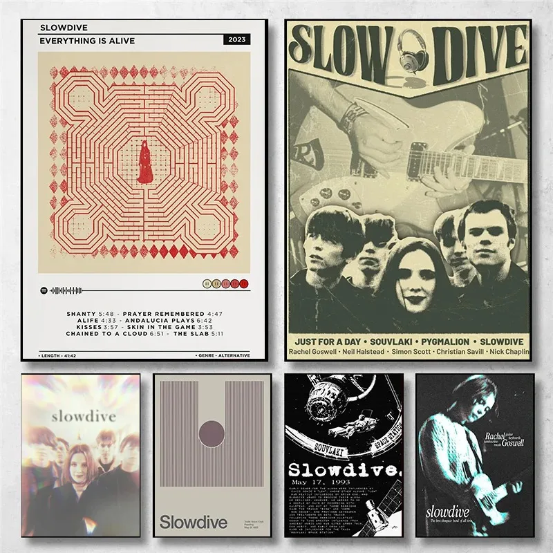 Minimal Slowdive Everything Is Alive Souvlaki Shoegaze Music Cover Art Poster Canvas Painting Wall Print Picture Room Home Decor