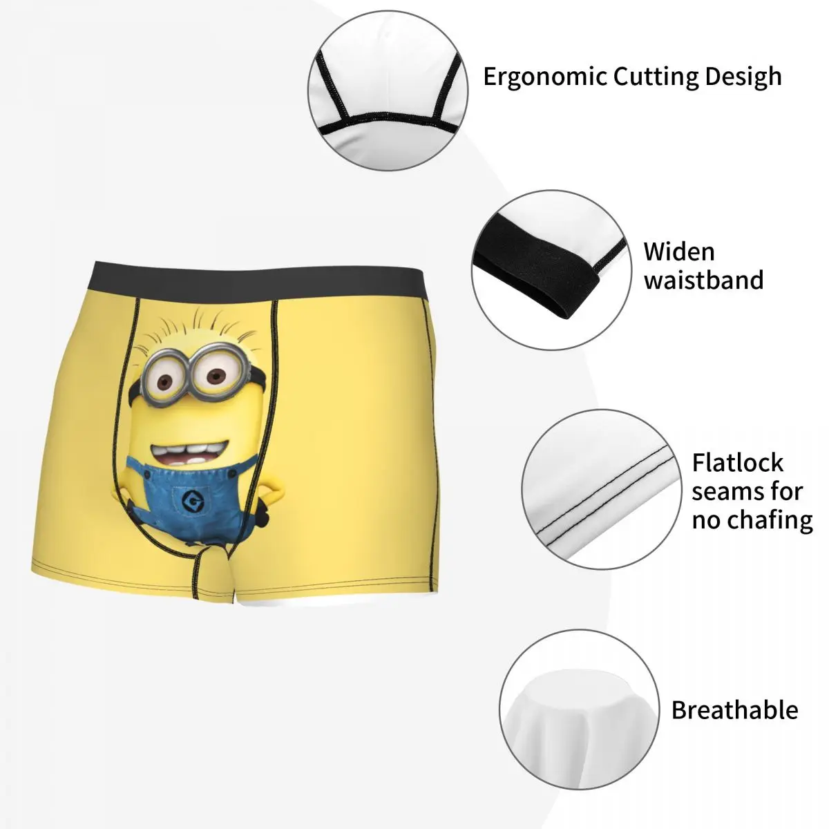 Custom Funny M-Minions Cartoon Boxer Shorts For Men 3D Print Underwear Panties Briefs Breathable Underpants