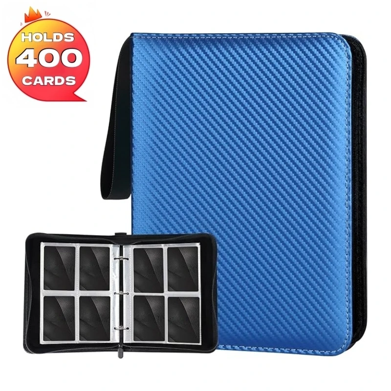 4-Fach-Kartenbinder (400 Karten) – Carbonfaser-PU, Schwarz/Blau ​ ​ Professionelle Aufbewahrung für TCG- und Gaming-Karten. Sammlerstücke – Detail 7