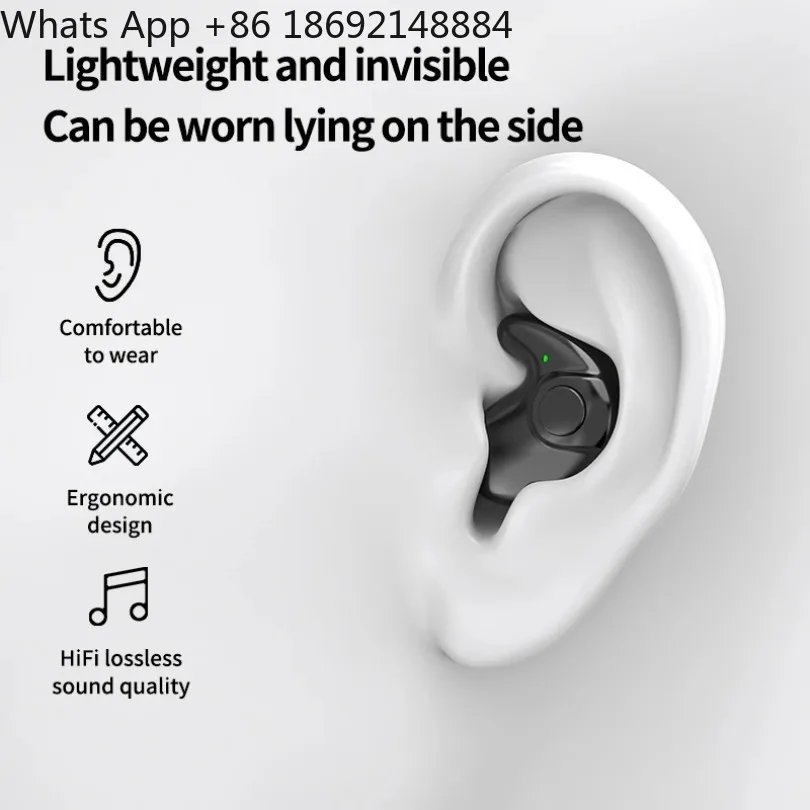 Waterproof Wireless Bluetooth 5.3 Headsets Mini headset Painless Call Noise Cancelling Thin Headphones Fit for Sleeping/Sports