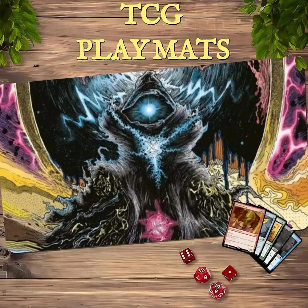 TCG Playmat Retro Mushroom Sorcerer 35X60CM Magic Card Battle Mat Non‑Slip Durable Stitched Edge Commander Zones Playmat