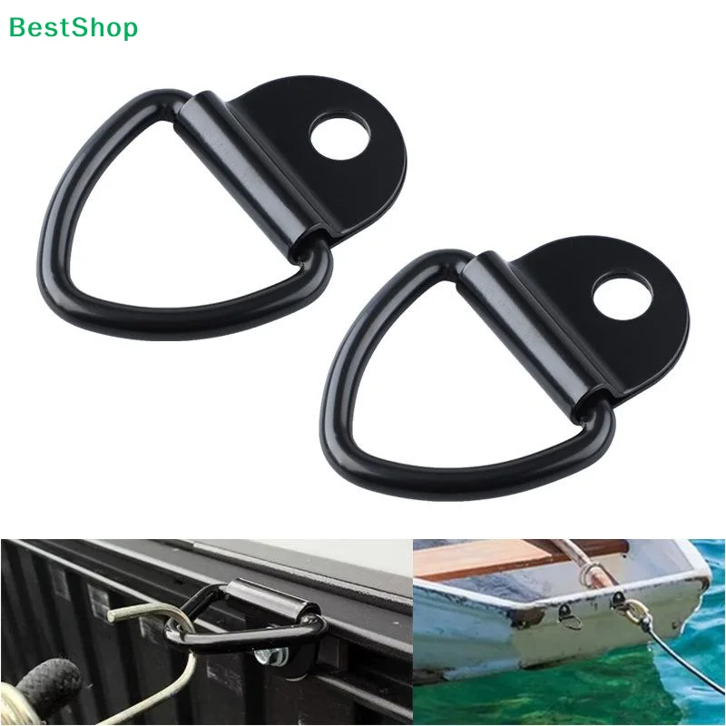 4/8PCS Car Puller D-shaped Stainless Steel Hook Tie Down Anchors Ring Iron for Cargo Truck Kayaks Sling Trainers Hammocks Awning