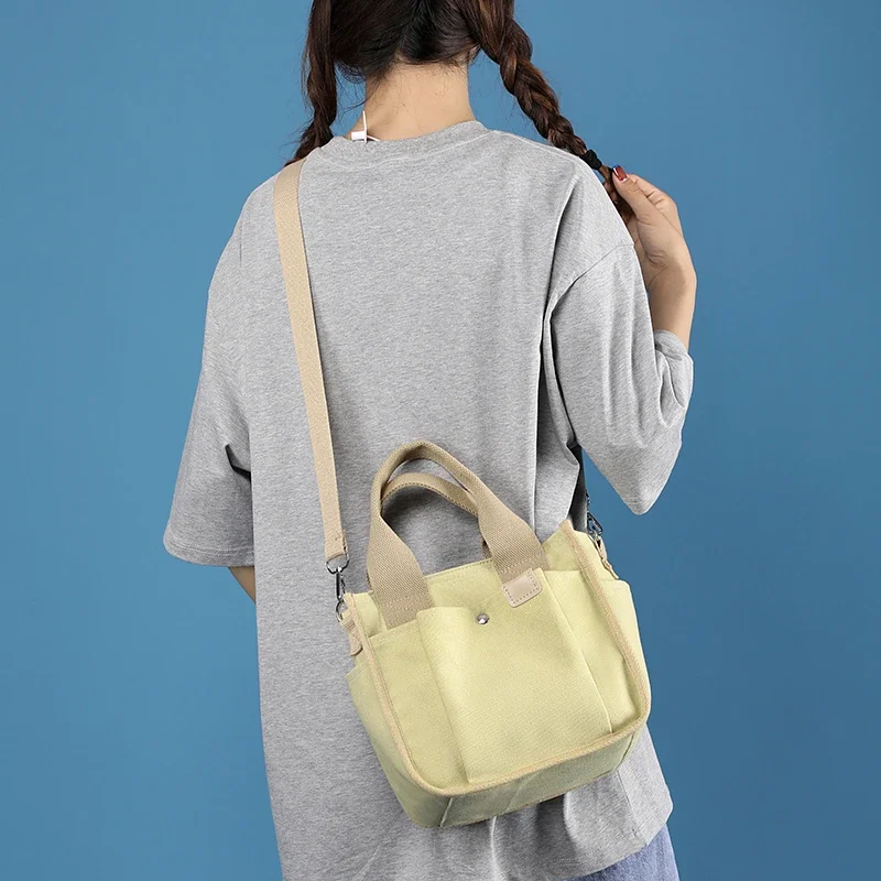 Thick Canvas Simple Handbag Women Small Zipper Shoulder Bag Totes Female Cloth Crossbody Messenger Bags Purse For Ladies