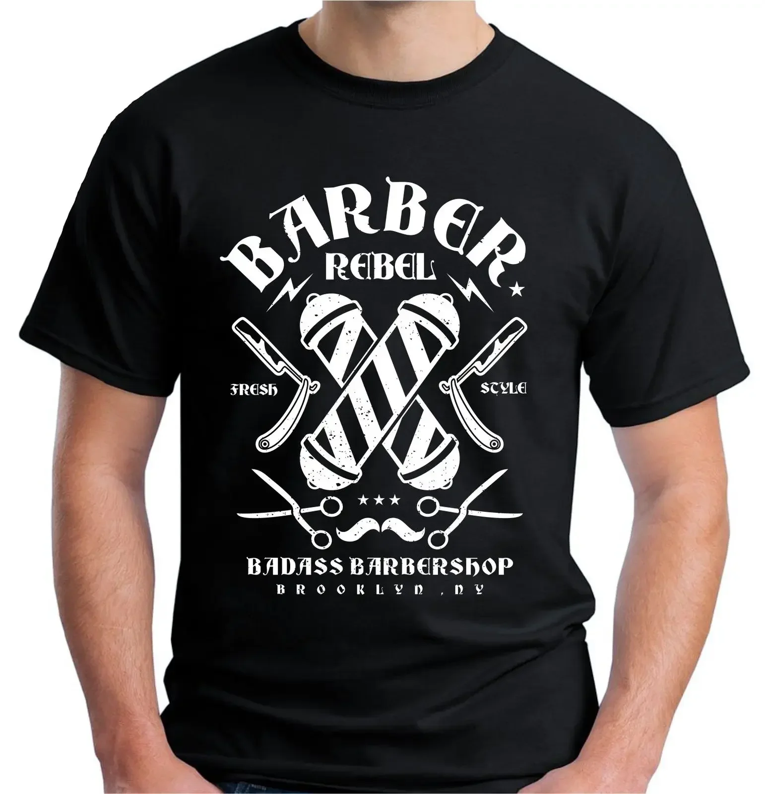 Забавная повседневная футболка с коротким рукавом для мужчин, футболка Barber Shop Rebel, хипстерская футболка Ny Badass Barbers