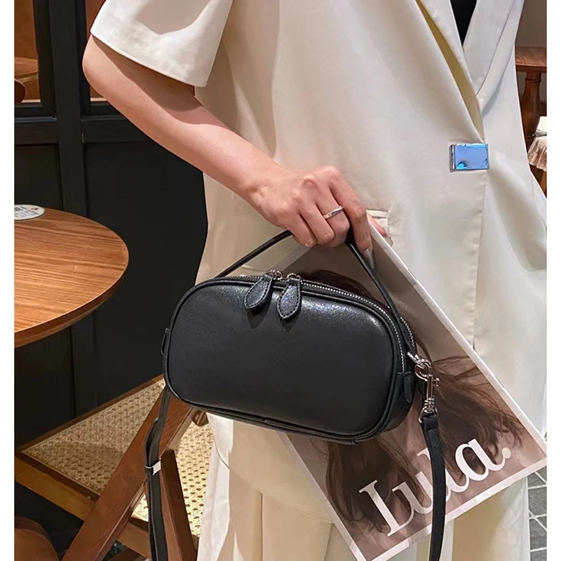 

Leather women's bag 2024 new simple fashion tote bag senior sense cowhide single shoulder crossbody bag