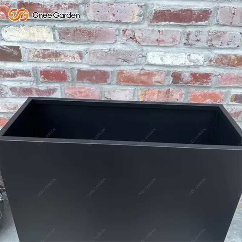 Black Galvanized Steel Plant Pot Flower Planter Box for Indoor & Outdoor Use
