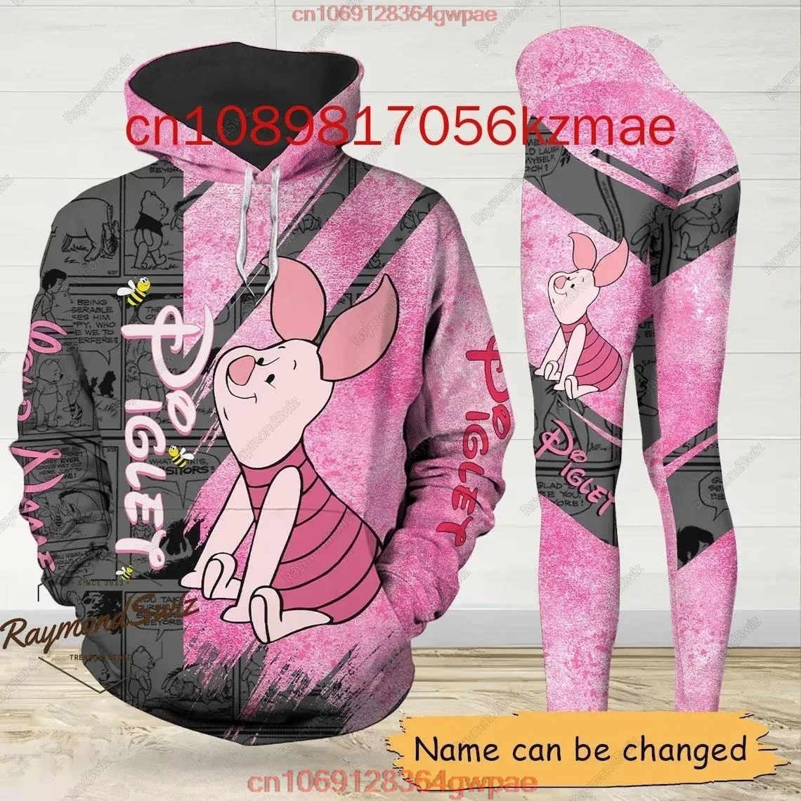 Free Custom Name Disney Piglet Hoodie And Leggings Women's Hoodie Yoga Pants Sweatpants Fashion Sets