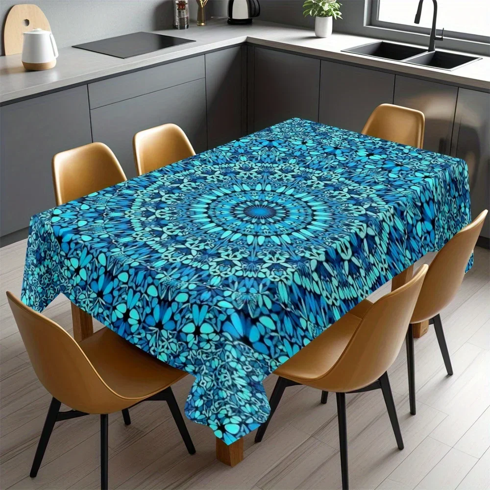 The mandala-shaped tablecloth can be used to decorate the dining table in the home when having meals indoors.xzj