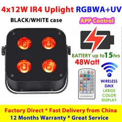 Bothlighting 8pcs with a case IR4 mini uplights 4X12W Spotlight 4 LED Hex Up-lights with Wireless DMX&IR Remote