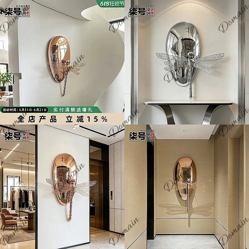 Stainless Steel Luxury Wall Decor for Staircase Corner Foyer Hallway Hotel Villa Elevator Decoration