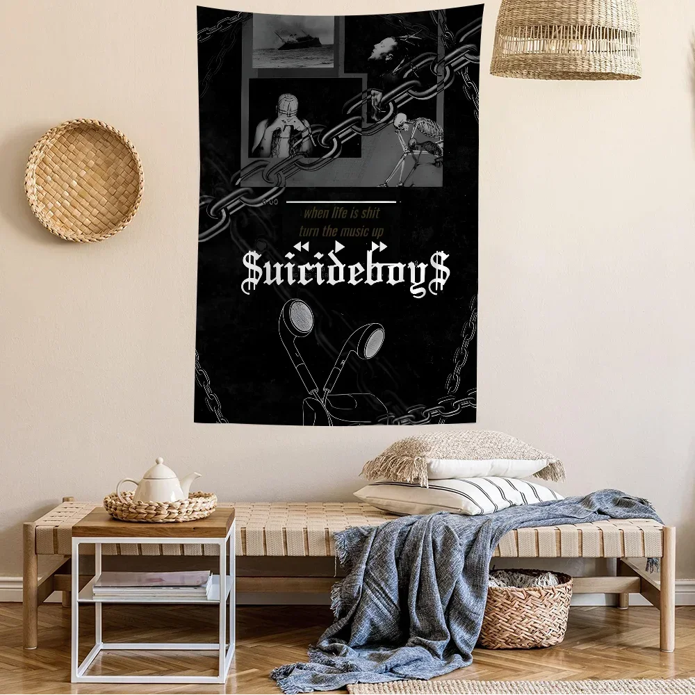 Singer Suicideboy Anime Hanging Bohemian Tapestry Hanging Tarot Hippie Wall Rugs Dorm Home Decor