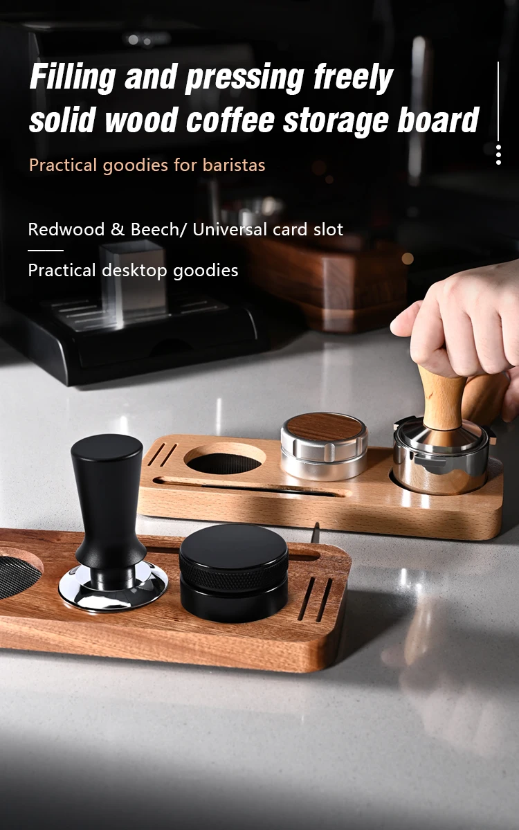 Kaffee-Tamper-Matte Ständer Siebträgerhalter Sapelert Basisgestell aus Walnussholz für 51MM 54MM 58MM Espresso-Zubehör Barista – Detail 3