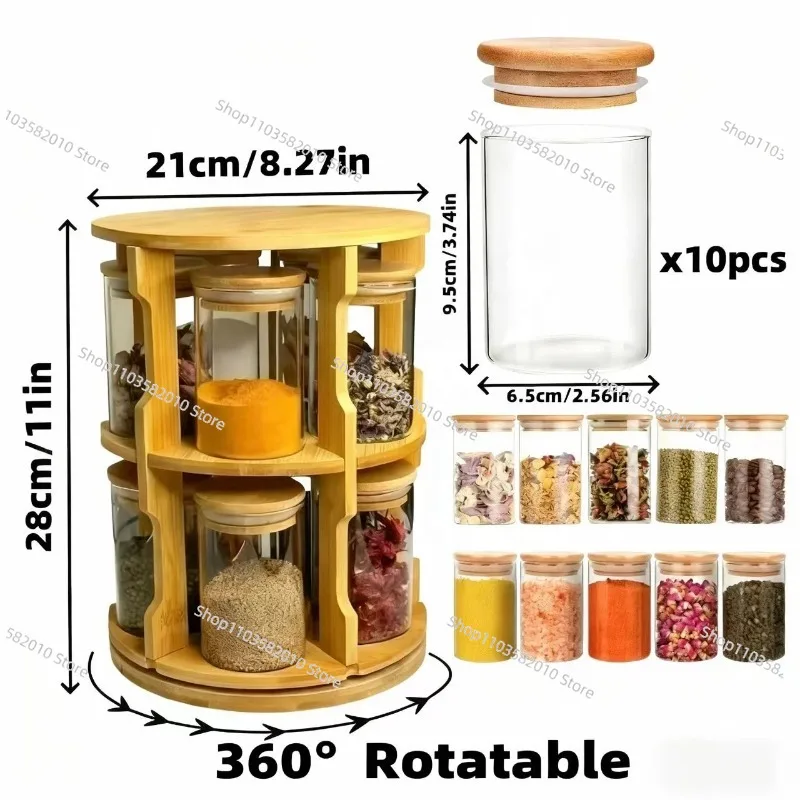 10-Piece Glass Storage Containers with Lids, Kitchen Organizers & Spice Jars Set