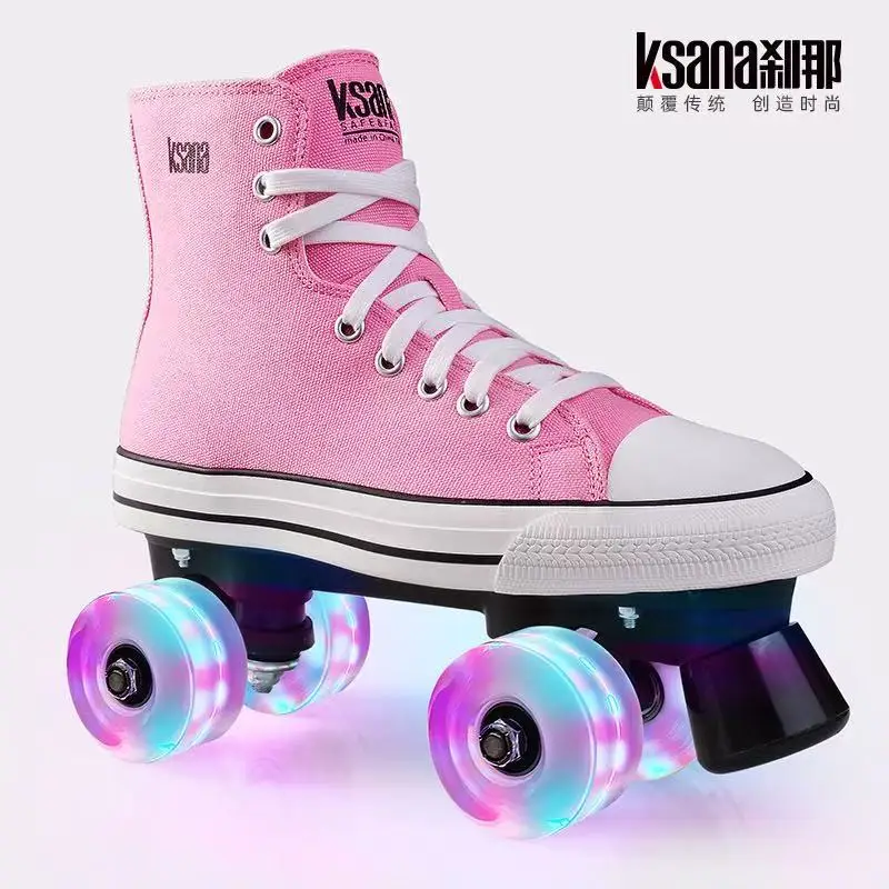 

Adult Men's and Women's Double-row High-top Roller Skates Shoes , Four-wheel Double-row Roller Skating Sneakers