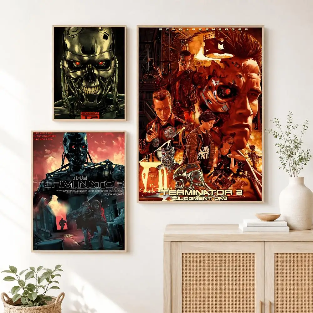 Classic Hot T-Terminator 2 Judgment Day Poster Self Adhesive Wall Art Decor for Bedroom Living Room Office Home Decor Gift