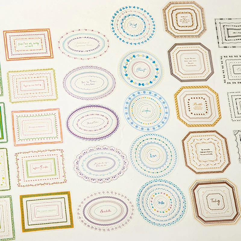 Mr.Paper 6 Packs Dreamy Lace Frame Die-Cut Stickers, Multi-Layer Border PET Stickers for Journal Scrapbooking DIY Decor