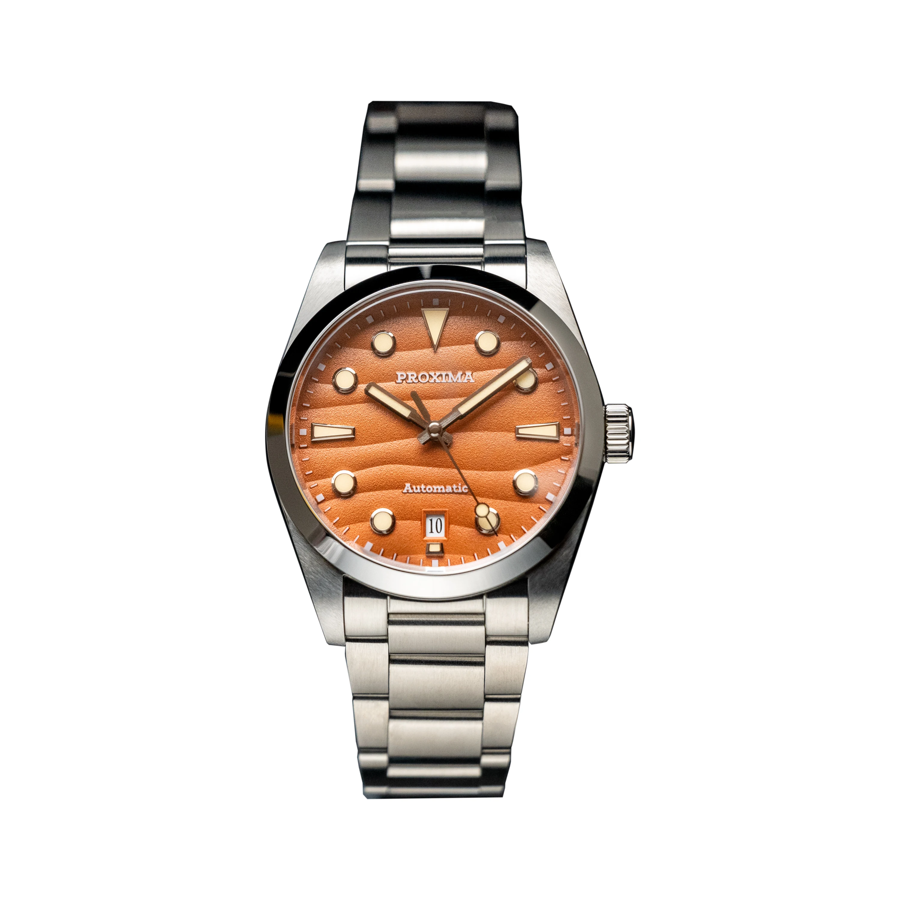 PROXIMA Men Automatic Watch 37mm Pilot Mechanical Wristwatch 20ATM Waterproof Luminous Sapphire PT5000 SW200 Desert Texture Dial