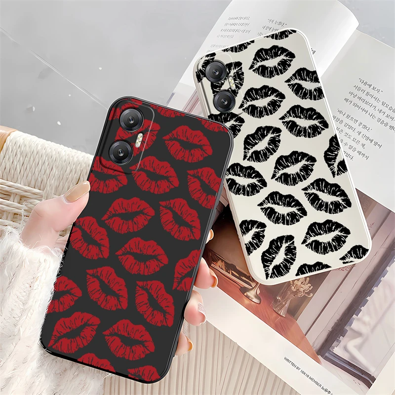 INS Black Lips Phone Case For Infinix Hot 9 10 11 12 30I Play 10S 10T 11S NFC 12 20S Silicone Soft Shockproof Bumper Back Cover - view 2
