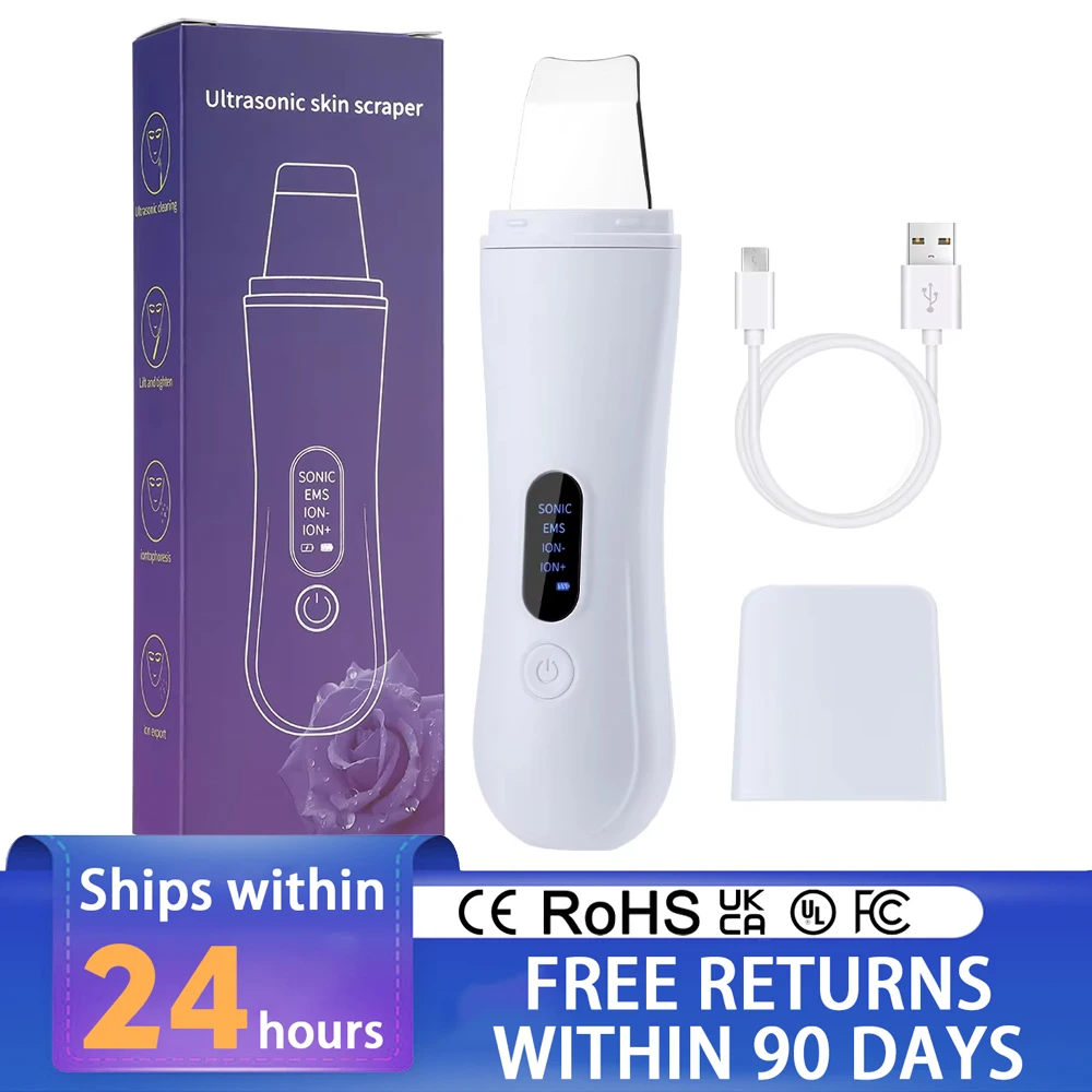 Ultrasonic Skin Scrubber Electric Facial Cleansing Pore Deep Cleanser Acne Blackhead Remover Peeling Shovel Beauty Machine