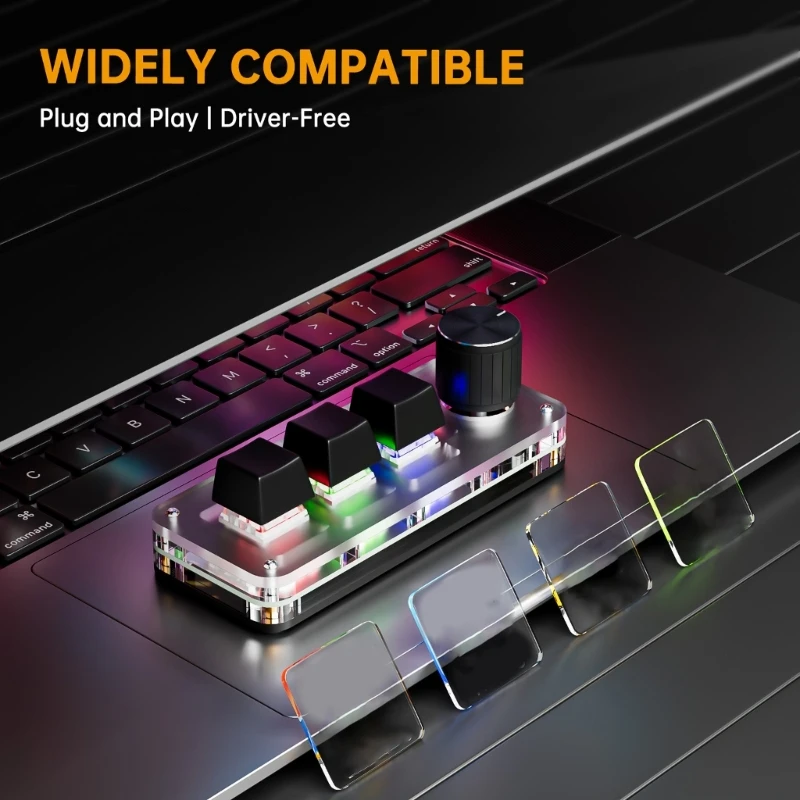 3 Keys Mechanical Macro Keyboard Featuring Hot Swappable Switches Wireless Programmable Keyboards for Gamers Dropship