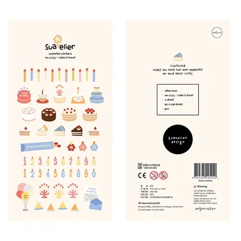 Koreaanse import merk Suatelier Kawaii verjaardagstaarten kaarsen stickers scrapbooking diy dagboek briefpapier sticker schattig