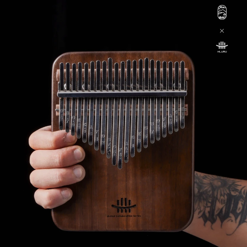 21 Key Black Walnut Kalimba, Hluru Professional Thumb Piano, Full Solid Wood Portable Finger Piano, Keyboard Musical Instruments