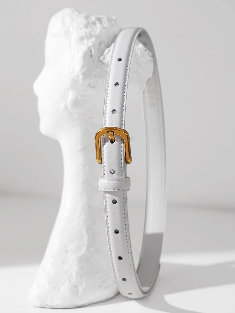 エレガントな白い細いベルト純粋な色多用途女性用ベルトシンプルな美的2026新しいスタイルカジュアルファッションアクセサリー