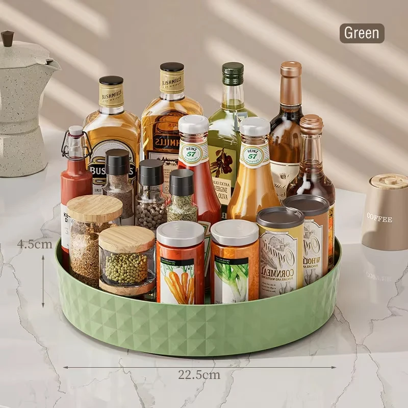 360-Degree Rotating Spice Rack Multi-Functional Soy Sauce Bottle Turntable Kitchen Countertop Transparent Storage Rack