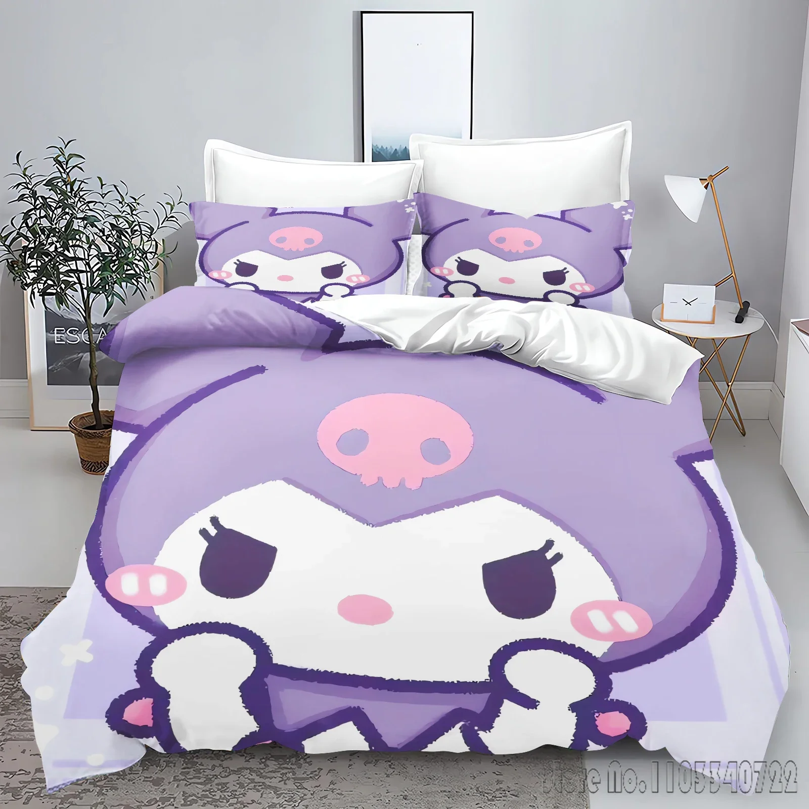 Kuromi Quilt Cartoon Love Child Duvet Cover Set HD Comforter Cover Bedclothes for Kids Bedding Sets Bedroom Decor