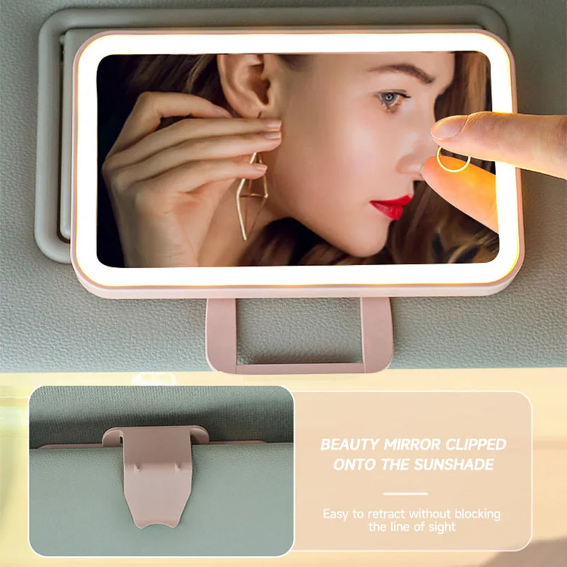 360 Degree Rotation Car Sun Visor Vanity Mirror Rechargeable Women Makeup Cosmetic Mirror Touch Screen Interior LED Mirrors