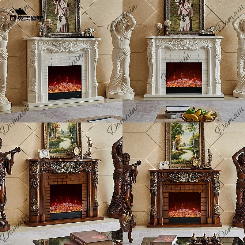 1.5m European Style Wooden Fireplace Mantel Vintage Electric Heater for Living Room