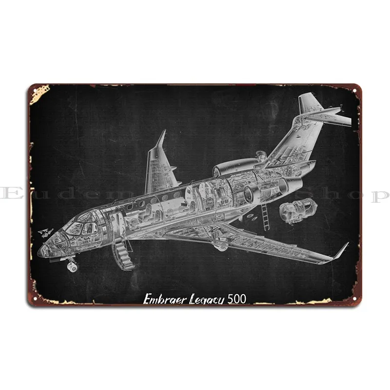 Embraer Legacy 500 Metal Plaque Club Printing Designing Print Wall Cave Tin Sign Poster