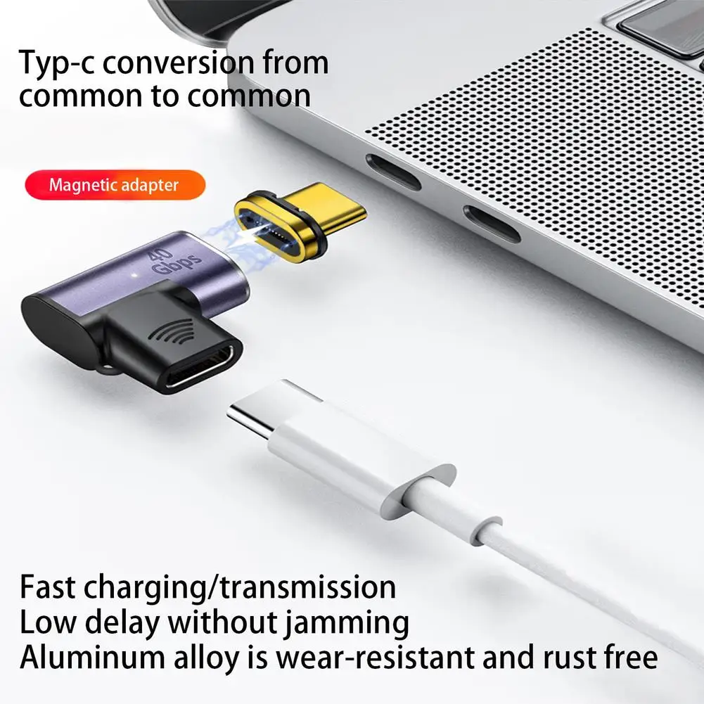 Elbow Pd100w Magnetic Adapter 24Pin 40Gbps Type-c Fast Charging Adapter Converter For Mobile Phone Tablet