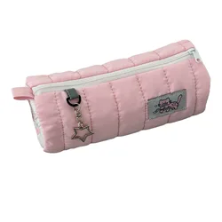 Simpatico astuccio rosa Kawaii Custodia morbida per penne Custodia per cosmetici Cartone animato Materiale scolastico di cancelleria per studenti di grande capacità