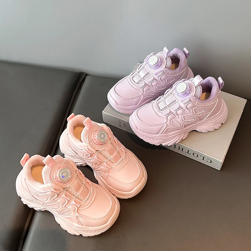 

Новинка 2023 года, детские кроссовки с вращающейся кнопкой, детская спортивная обувь, дышащая сетка, новые детские кроссовки, толстые и удобные