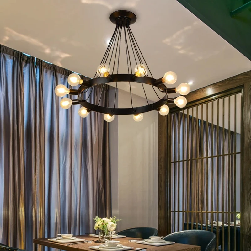 

Industrial Style Glass Ball Pendant Light Bar Clothing Store Restaurant Bedroom Wrought Iron Creative Personalized LED Lighting