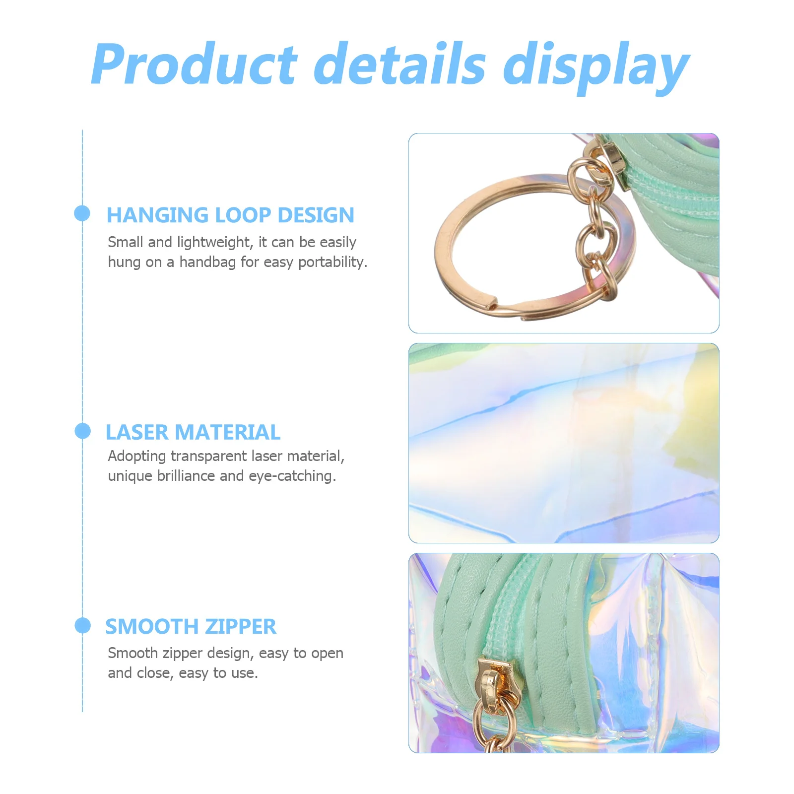 Holograficzna portmonetka, mały portfel, brelok, stylowa, kompaktowa saszetka na zamek błyskawiczny dla kobiet i nastolatek, portmonetka na monety, brelok, portfel na drobne.