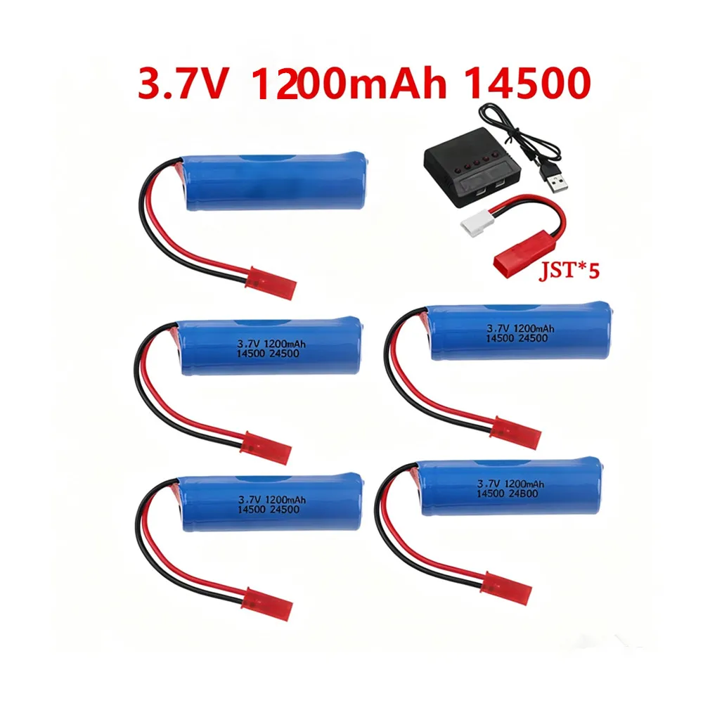 Replacement 14500 Li-ion Battery 3.7V 1200mAh with Charger JST Plug For Stunt RC Car Drift Tumbling Dump Truck Toys Spare Parts