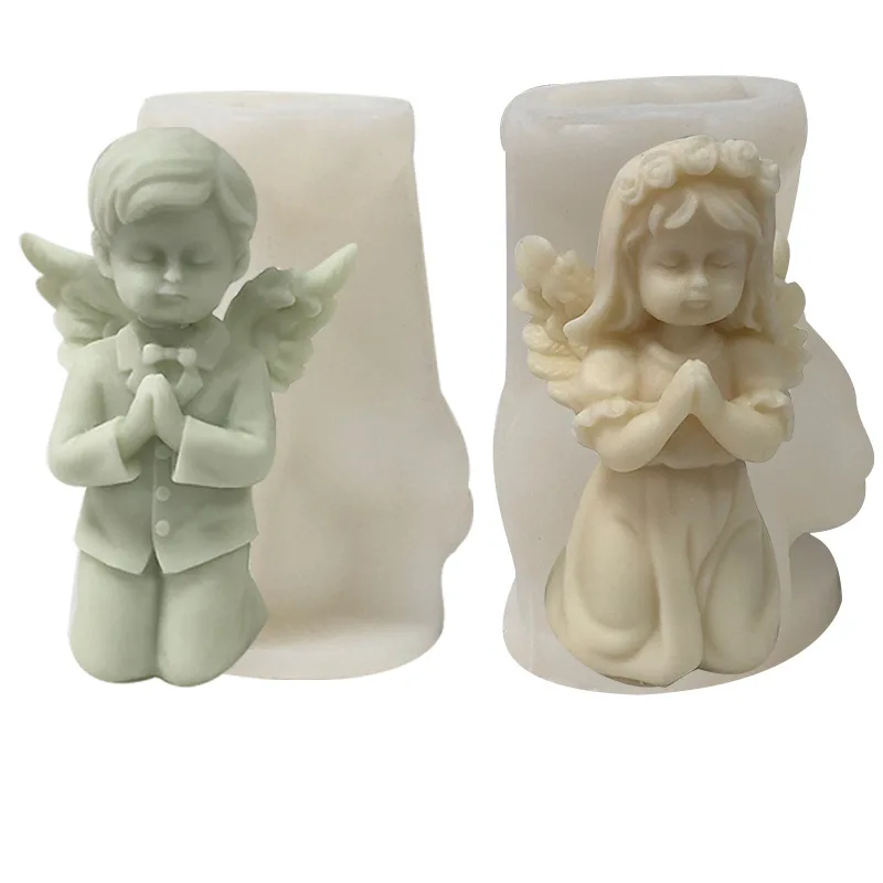 Kneeling Angel Candle Mold Wings Angel Mold Soap Silicone Mould Handmade Gypsum Ornaments Home Decoration Accessories 2024