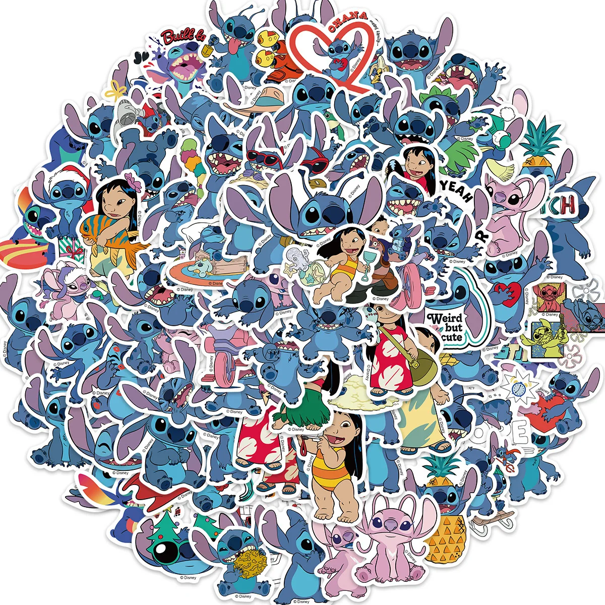 

50/100Pcs Cute Lilo Stitch Stickers Graffiti for Phone Laptop Scrapbook Skateboard Car Waterproof Cartoon Sticker Toy Gift