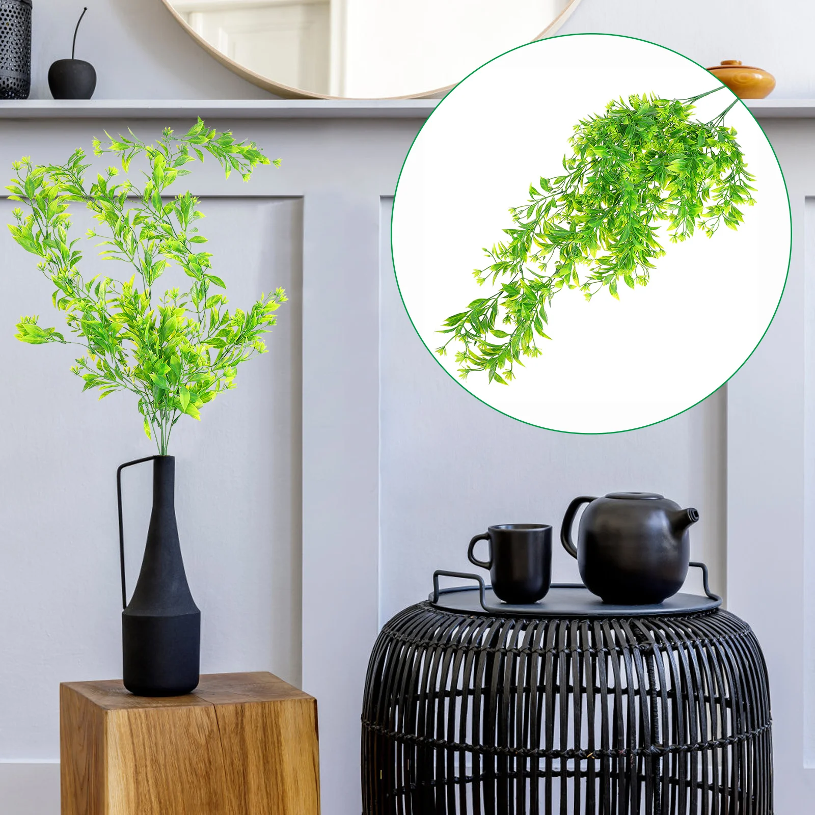 2 قطعة زهرة البرتقال الاصطناعية الكرمة الجدار الشنق النباتات الخضراء ديكور واقعية الروطان محاكاة زهرة البرتقال الكرمة